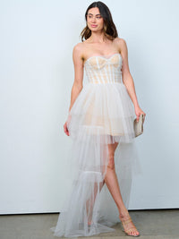 WOMEN'S SLEEVELESS TIERED RUFFLE HIGH-LOW MAXI DRESS