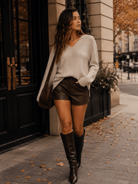 WOMEN'S LONG SLEEVE V-NECK PULLOVER SWEATER
