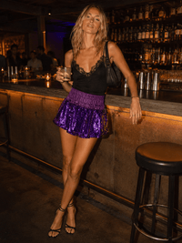 WOMEN'S ELASTIC WAIST SEQUINS MINI SKORTS
