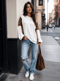 WOMEN'S LONG SLEEVE ANIMAL PRINT LOOSE FIT TOP