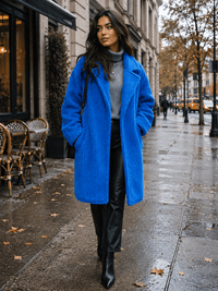 WOMEN'S LONG SLEEVE BUTTON CLOSURE FRONT POCKETS RIBBED TRENCH COAT