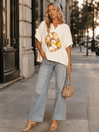 WOMEN'S SHORT SLEEVE V-NECK SEQUINS MULTI OVERSIZED TOP