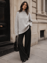 WOMEN'S LONG SLEEVE MOCK NECK PULLOVER OVERSIZED SWEATER