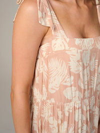 WOMEN'S SLEEVELESS SQUARE NECK TIERED FLORAL MAXI DRESS