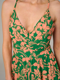 WOMEN'S SLEEVELESS V-NECK OPEN BACK FLORAL MAXI DRESS