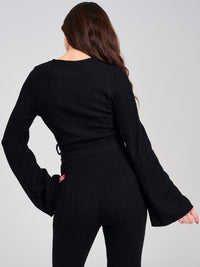 WOMEN'S LONG SLEEVE TOP & ELASTIC WAIST PANTS RIBBED 2PC. SET