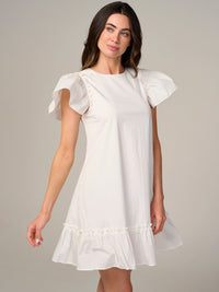 WOMEN'S SHORT RUFFLE SLEEVE RUFFLE BOTTOM HEM MINI DRESS