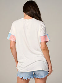 WOMEN'S SHORT SLEEVE MULTI PRINT BASIC T-SHIRT