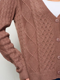 WOMENS LONG SLEEVE BUTTON CLOSURE CARDIGAN SWEATER