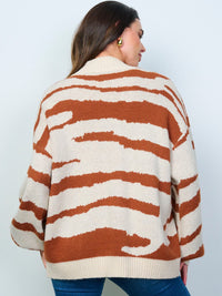 WOMEN'S LONG SLEEVE BUTTON CLOSURE PRINTED CARDIGAN