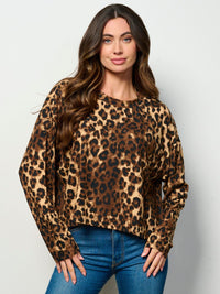 WOMENS LONG SLEEVE ANIMAL PRINT TOP
