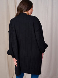 WOMEN'S LONG SLEEVE OPEN FRONT POCKETS CARDIGAN