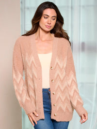 WOMEN'S LONG SLEEVE BUTTON UP DETAILED SWEATER CARDIGAN