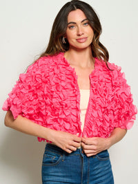 WOMEN'S BUTTON CLOSURE RUFFLE DETAILED CARDIGAN