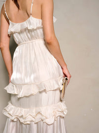 WOMEN'S SLEEVELESS RUFFLE TIERED MAXI DRESS
