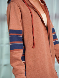 WOMEN'S LONG SLEEVE ZIP UP COLORBLOCK STRIPES SWEATER CARDIGAN