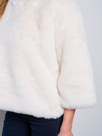 WOMEN'S 3/4 SLEEVES PULLOVER SOLID FUZZY SWEATER