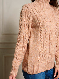 WOMEN'S LONG SLEEVE MOCK NECK DETAILED PULLOVER SWEATER