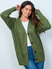 WOMEN'S LONG SLEEVES BUTTON UP KNIT CARDIGAN