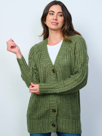 WOMEN'S LONG SLEEVES BUTTON UP KNIT CARDIGAN