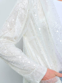 WOMEN'S LONG SLEEVE OPEN FRONT POCKETS SEQUINS BLAZER