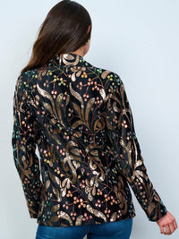 WOMEN'S LONG SLEEVE BUTTON CLOSURE SEQUINS PRINT BLAZER