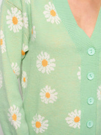 WOMEN'S LONG SLEEVE BUTTON UP FLORAL CARDIGAN SWEATER