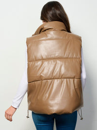 WOMEN'S SLEEVELESS ZIP UP FRONT POCKETS PUFFER PADDED VEST