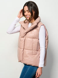 WOMEN'S SLEEVELESS ZIP UP FRONT POCKETS PUFFER PADDED VEST