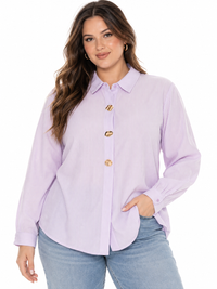PLUS SIZE LONG SLEEVE BUTTON UP STRIPES SHIRT