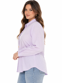 PLUS SIZE LONG SLEEVE BUTTON UP STRIPES SHIRT
