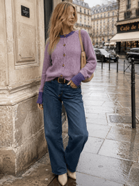 WOMEN'S LONG SLEEVE BUTTON UP KNIT SWEATER