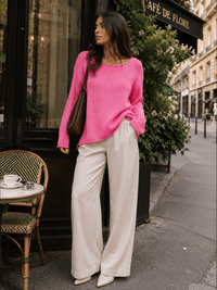 WOMEN'S LONG SLEEVE HIGH LOW KNIT PULLOVER SWEATER