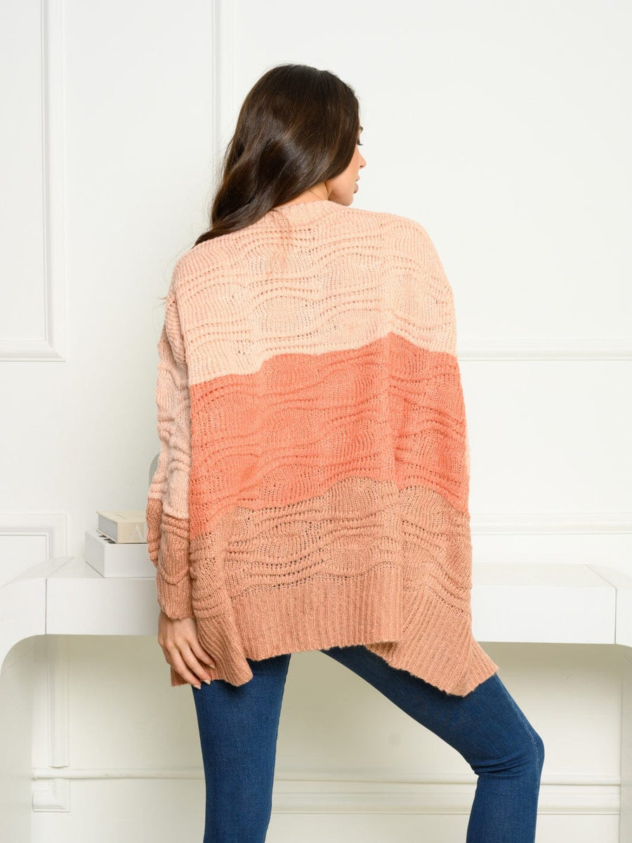 Solid Color Open Front Long Sleeve Cardigan