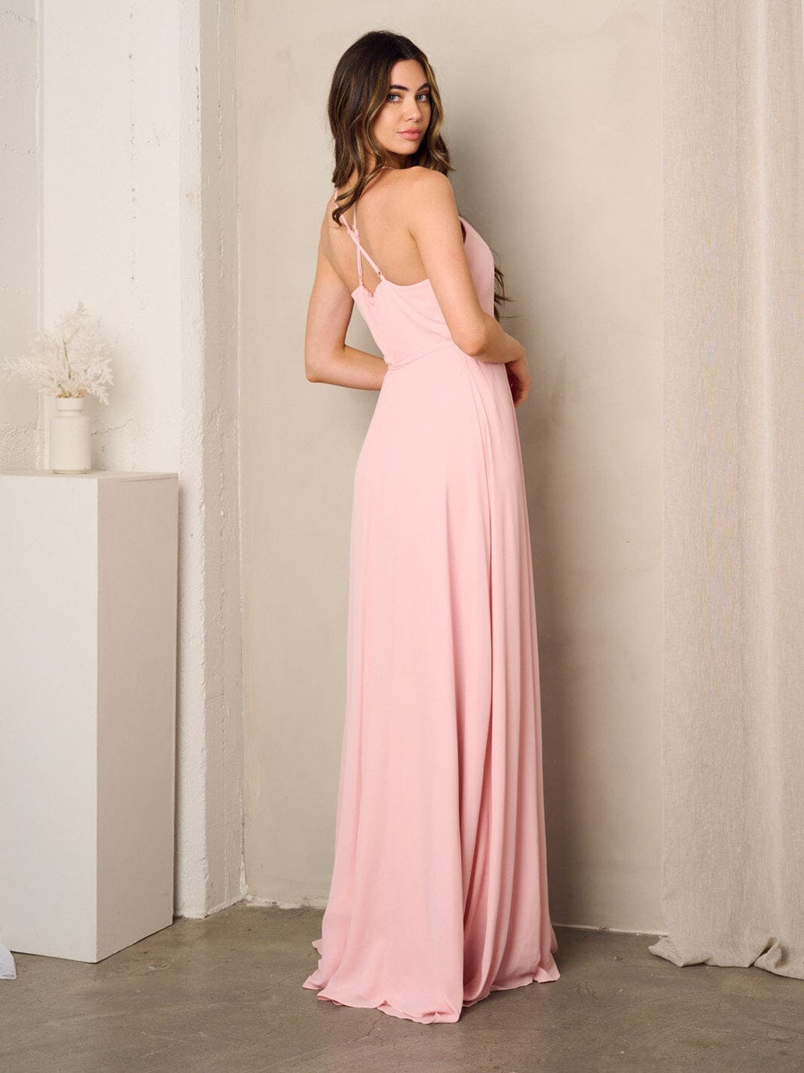 Cross front hollow out long sleeve self tie maxi dress