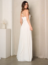WOMEN'S SLEEVELESS SURPLICE SELF TIE MAXI DRESS