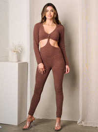 WOMEN'S LONG SLEEVE CUT OUT JUMPSUIT