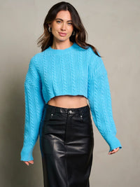 WOMEN'S LONG SLEEVE KNITTED CROP TOP