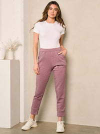 WOMEN'S SOLID POCKETS FLEECE PANTS