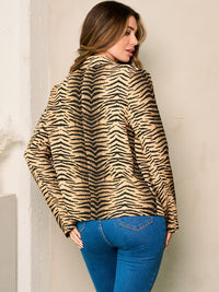 WOMEN'S LONG SLEEVE BUTTON CLOSURE ANIMAL PRINT BLAZER