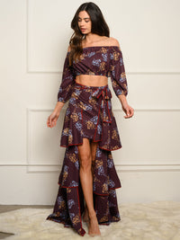 WOMEN'S FLORAL RUFFLE 2PC. SKIRT SET