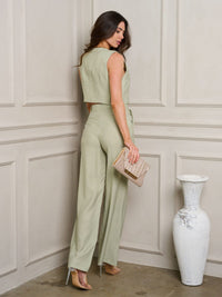WOMEN'S SHORT SLEEVE TOP & POCKETS PANTS SET