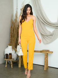 WOMEN'S V-NECK POCKETS JUMPSUIT