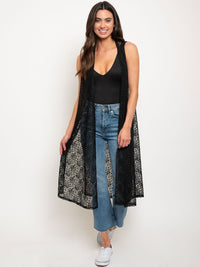 WOMEN'S SLEEVELESS LONG CARDIGAN