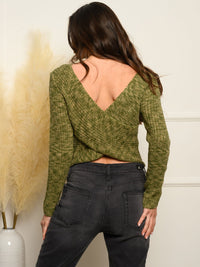 WOMEN'S LONG SLEEVE CROSS BACK TOP