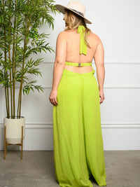 PLUS SIZE OPEN BACK JUMPSUIT