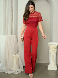 WOMEN'S CROCHET SHORT SLEEVE JUMPSUIT