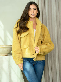 WOMEN'S PATCH POCKET FAUX FUR JACKET