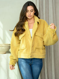 WOMEN'S PATCH POCKET FAUX FUR JACKET
