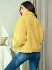 WOMEN'S PATCH POCKET FAUX FUR JACKET